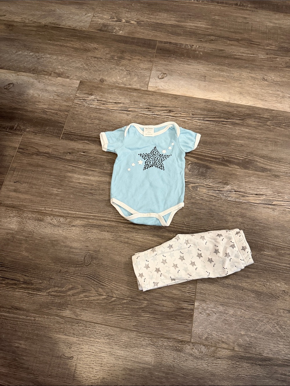 My Baby Boutique Blue Star Baby Bodysuit and Star-Print Pants Set